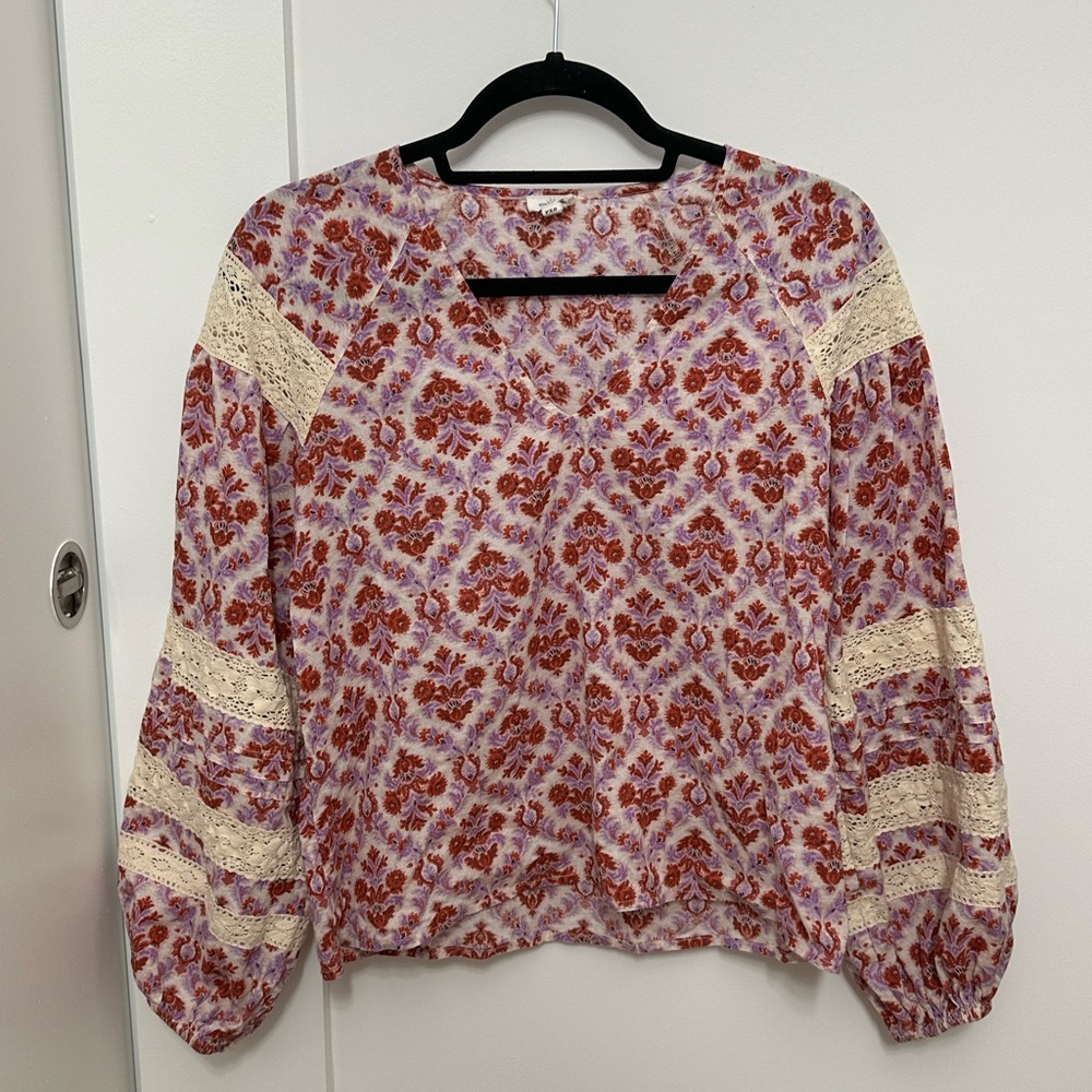 Anthropologie Boho Lace Accent Women's Top